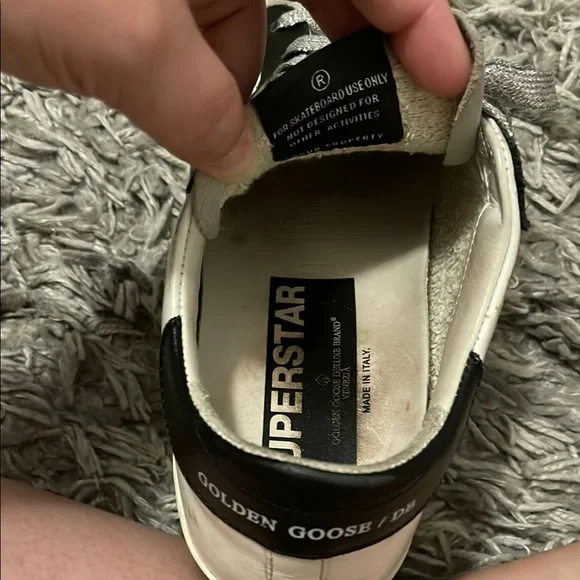 Golden Goose Black and White Distressed Sneakers - Picture 3 of 9